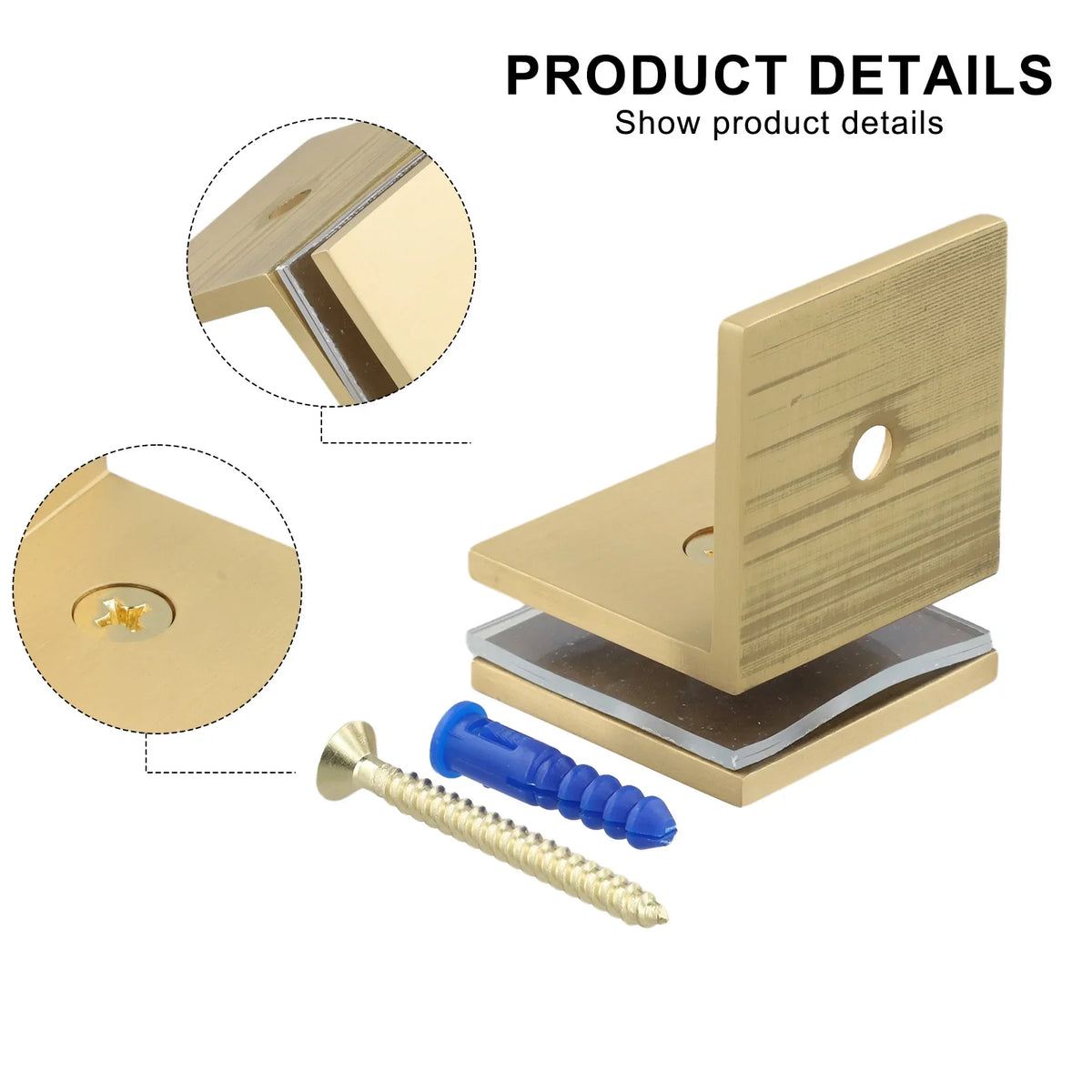 Brass Wall Mount Glass Clamp 90° Shower Angle Bracket Holder Glass Clamp Bracket PRIMED