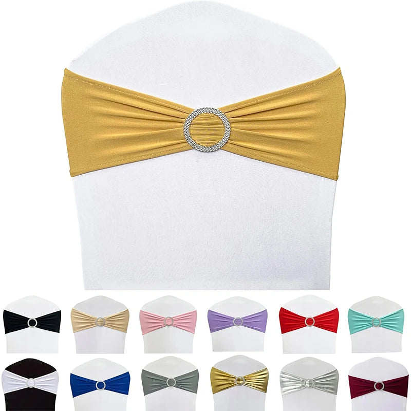 10 Pcs Spandex Chair Sashes with Buckle Slider | Wedding Décor