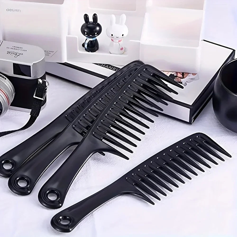 Wide Tooth Comb 4-Pack – Anti-Static ABS for Thick Curly Hair