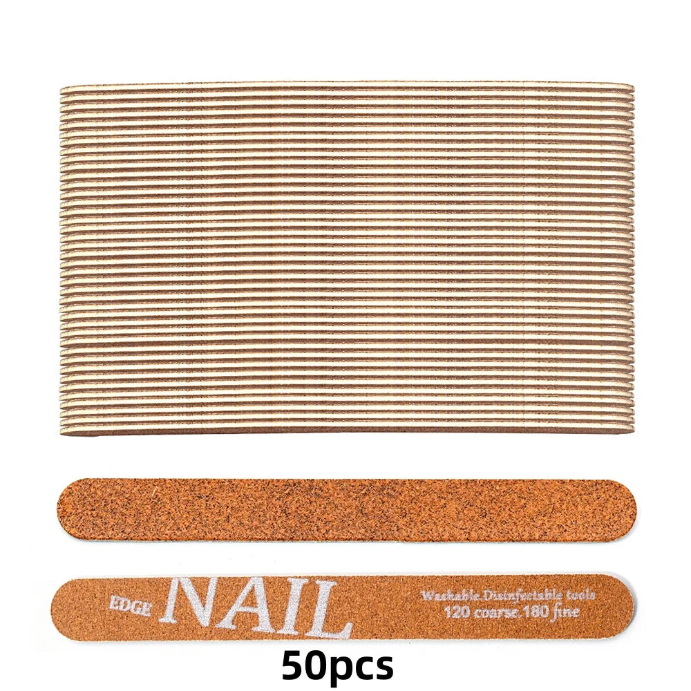 Natural Wood Nail Files 120/180 Grit – 10/25/50 Pcs Set Nail File Set PRIMED 50pcs Nail Files
