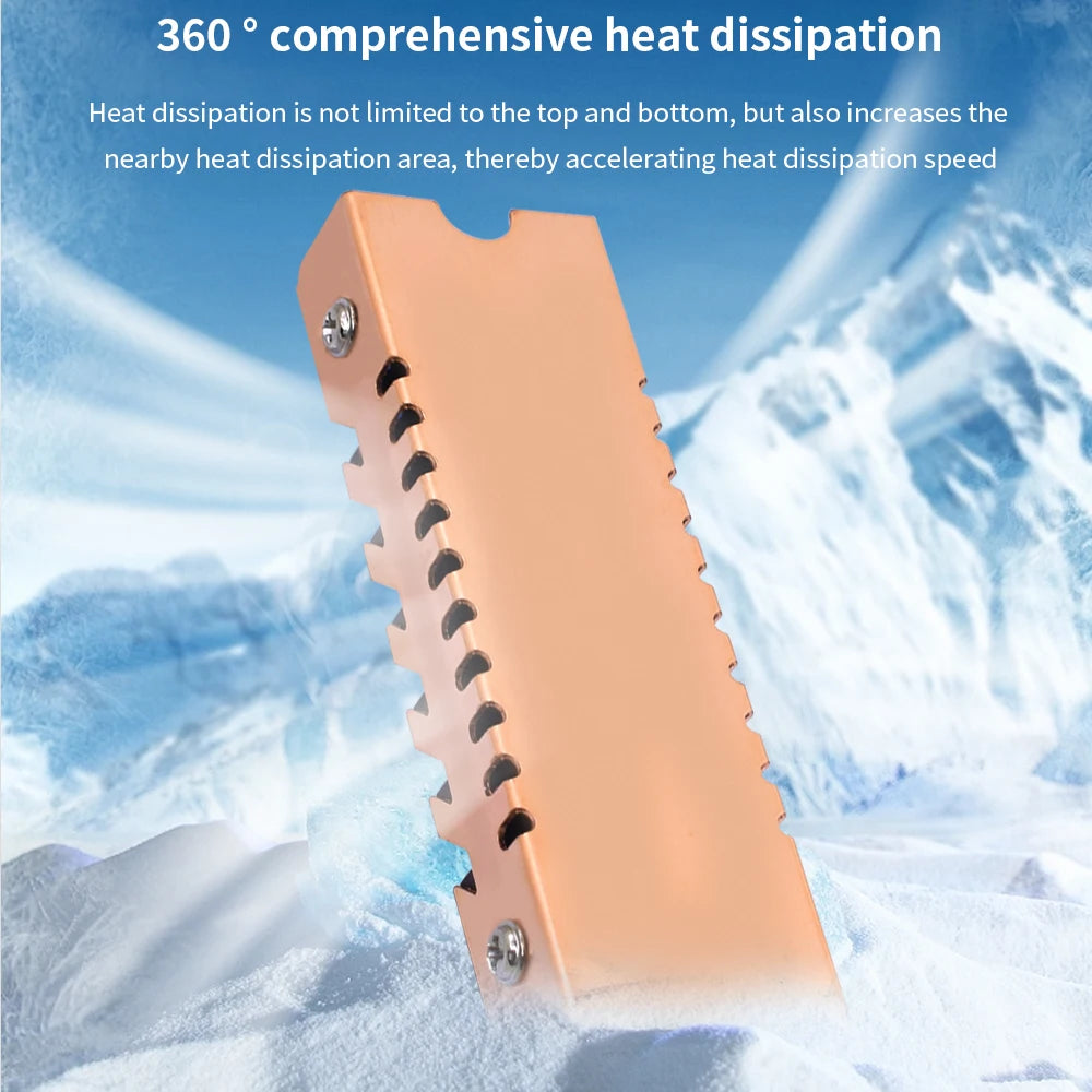 TISHRIC M.2 2280 SSD Heat Sink – Copper & Aluminum + Thermal Pad SSD Heat Sink PRIMED