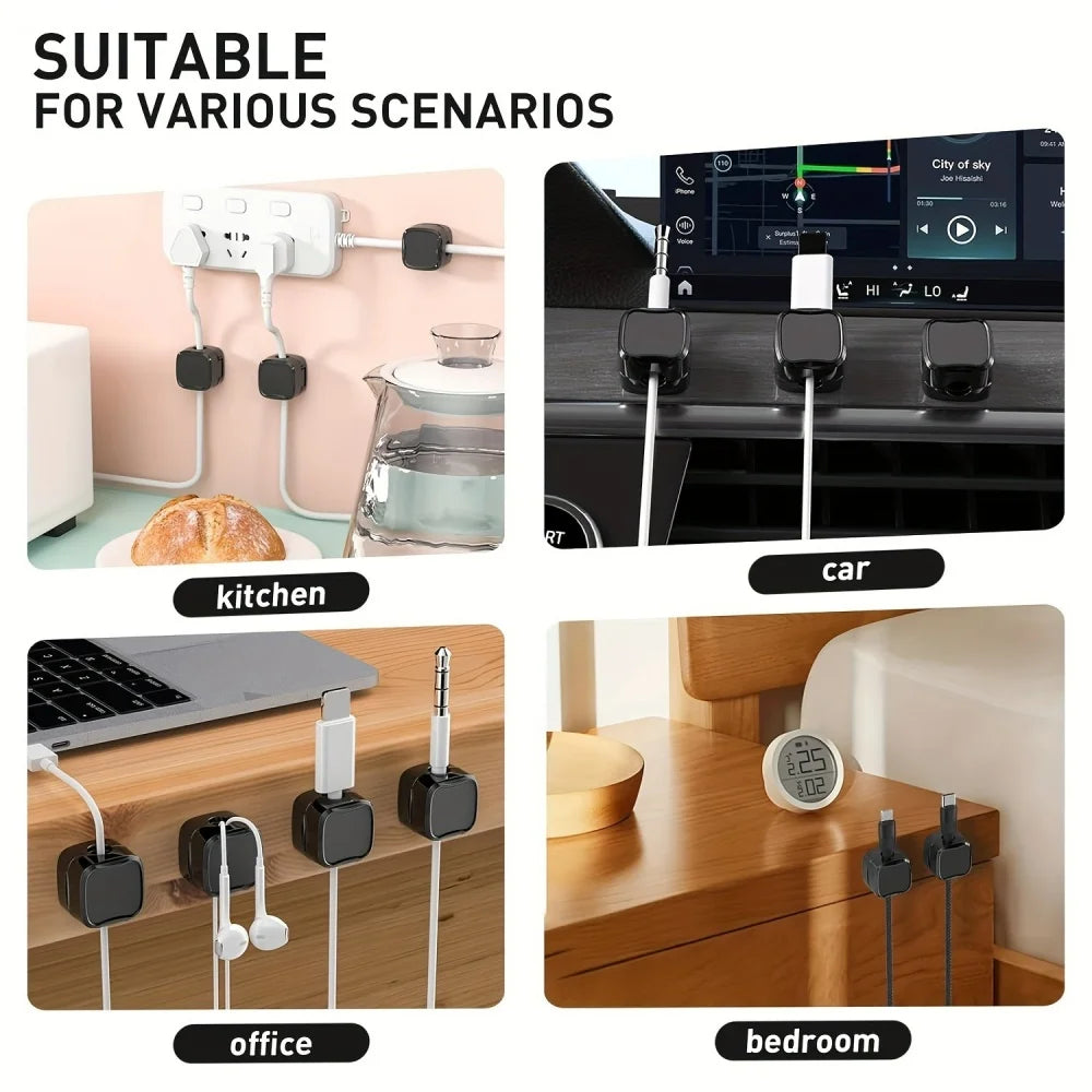 Magnetic Cable Clips Desk Organizer – 6-Pack Wire Winder Cable Organizer Clips PRIMED