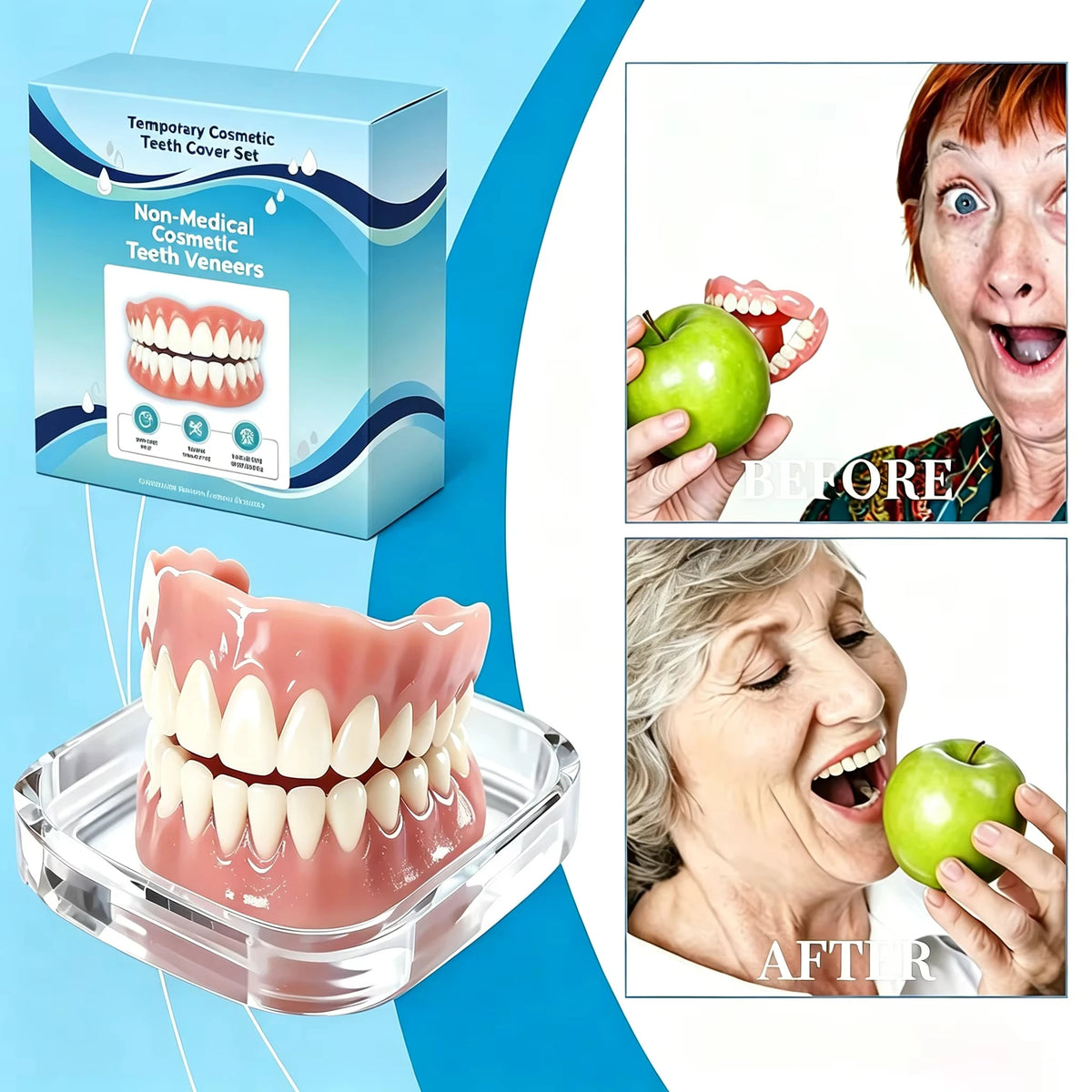 Soft Silicone Cosmetic Teeth Veneers Kit for Men & Women