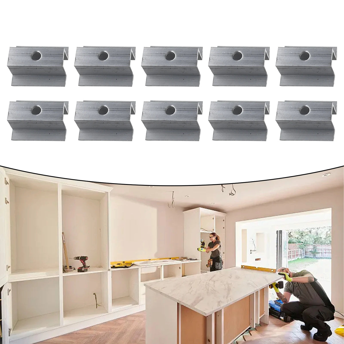 10-Pack Aluminum Solar Middle Clamps | Rail Mount Systems