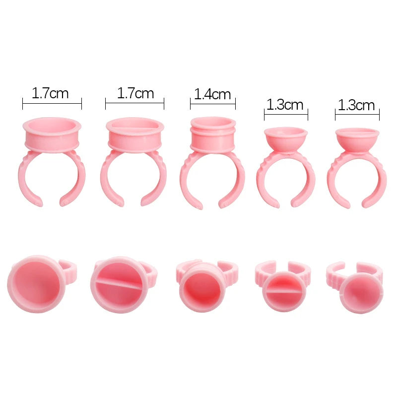 100Pcs Disposable Lash Glue Rings | Eyelash Extension Supplies Lash Extension Accessory PRIMED