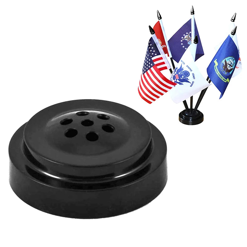 8-Hole Mini Desk Flag Stand – Portable Black Plastic Base Desk Flag Stand PRIMED