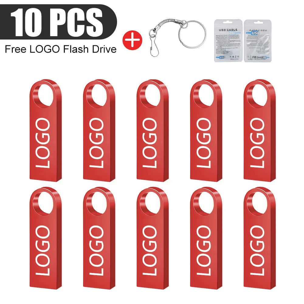 10-Pack Custom Logo Metal USB Flash Drives 128MB–128GB USB Flash Drive PRIMED 4GB x10pcs red u disk China Mainland