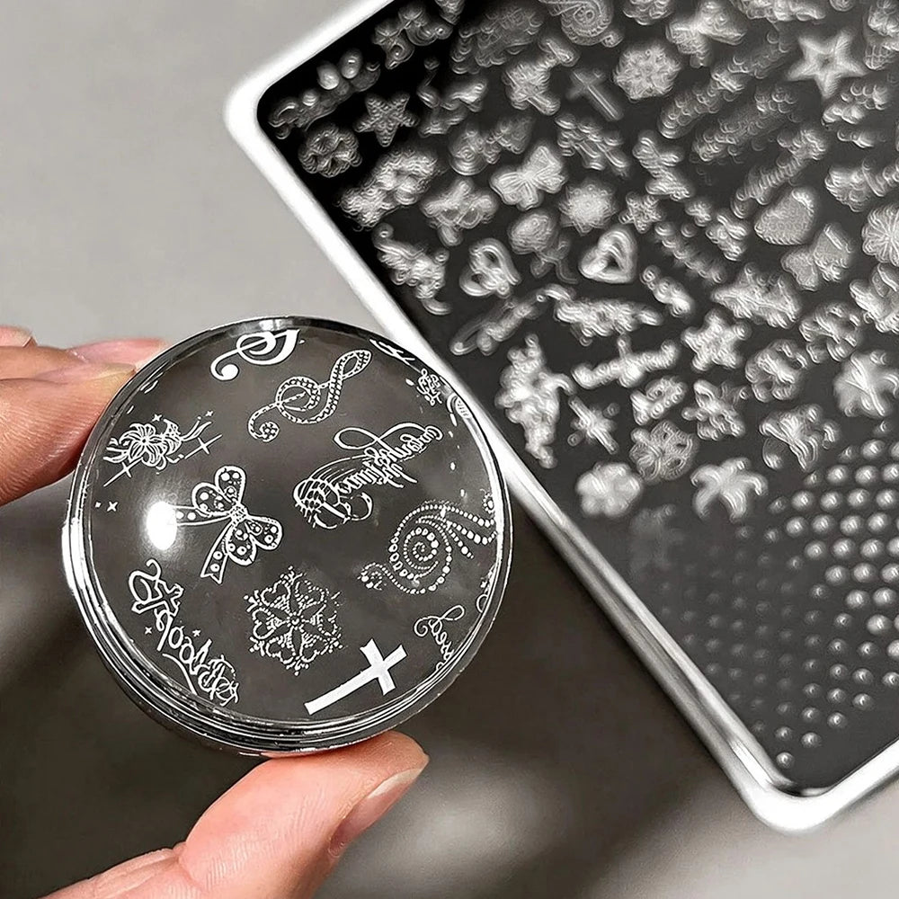 Retro Floral Nail Stamping Plate – Lily, Bows & Polka Dots