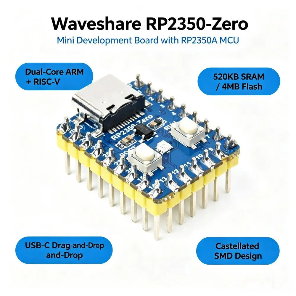 TISHRIC RP2350 Mini Development Board | Pico 2 Controller Microcontroller Dev Board PRIMED