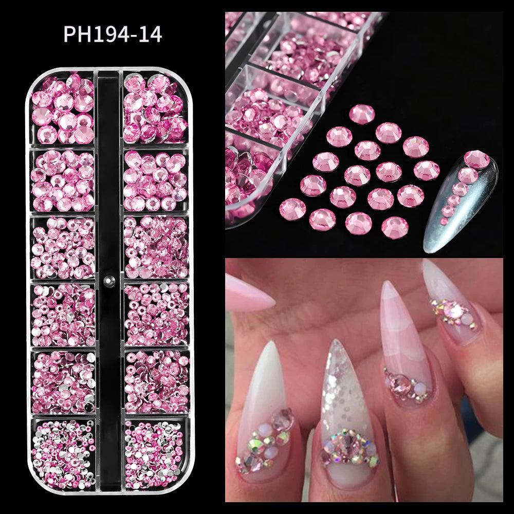 2000Pcs Flat Back Crystal Rhinestones Mix SS6–SS30 Nail Art Nail Art Rhinestones PRIMED 14