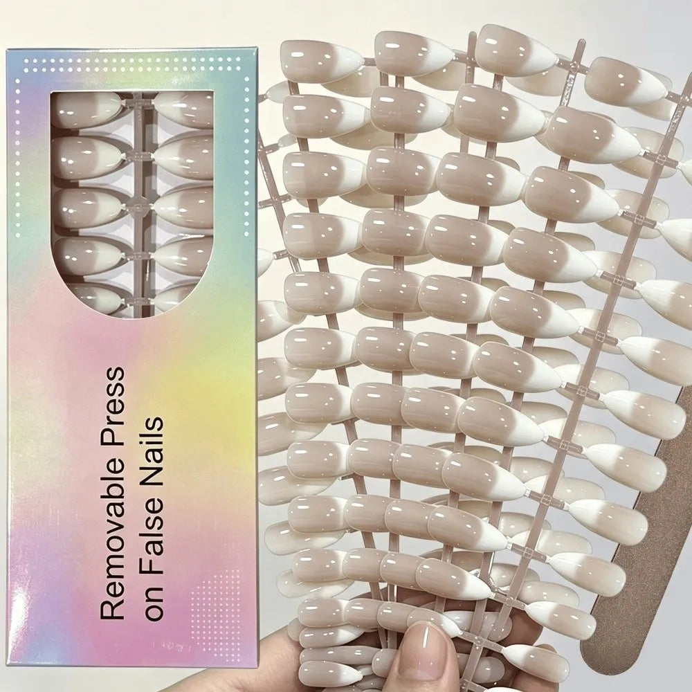 150 Pcs Press On Nails Glossy Almond French Gradient Fake Nails