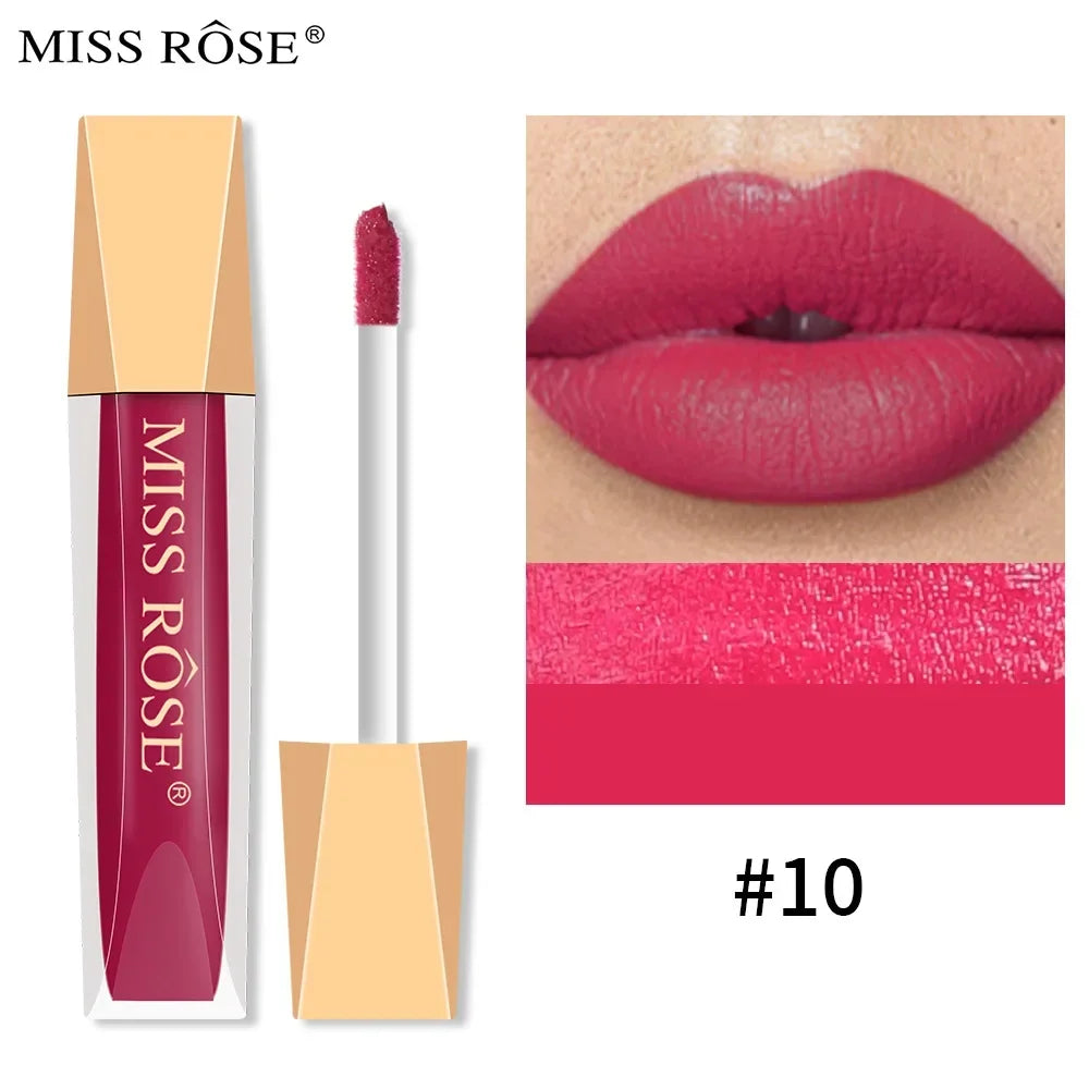 Miss Rose 16-Color Velvet Matte Lip Glaze – Waterproof Lip Gloss Matte Lip Gloss PRIMED MISS ROSE6701-032-10