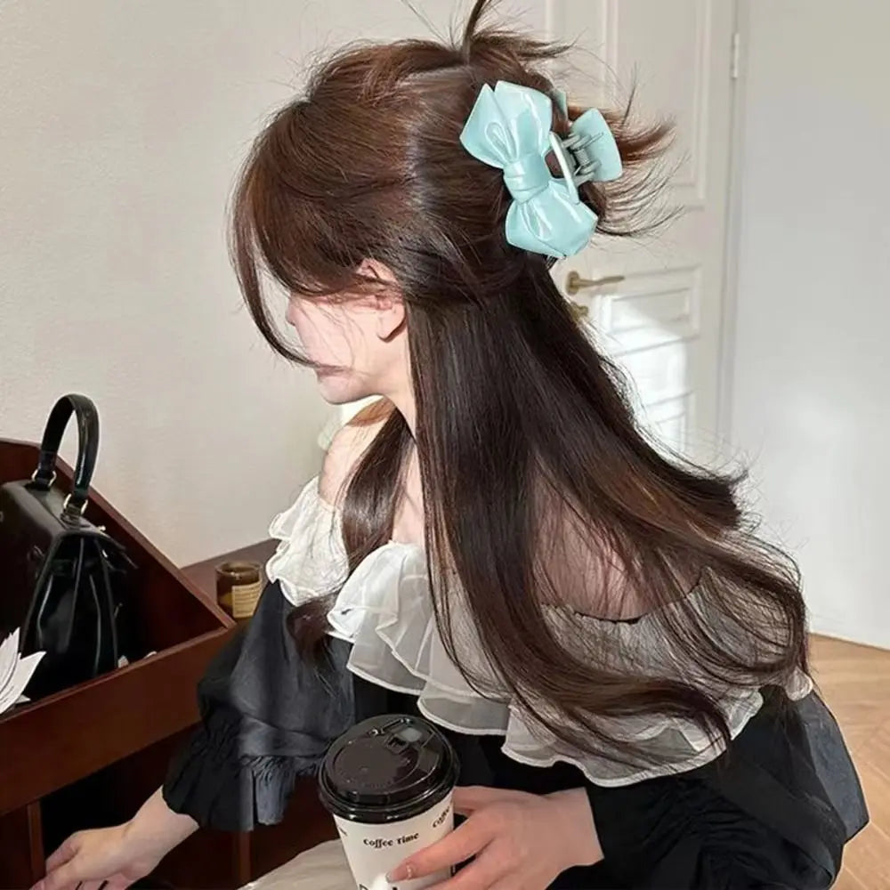 Star Bow Shark Hair Clip – Acrylic Jelly Claw Clip for Women