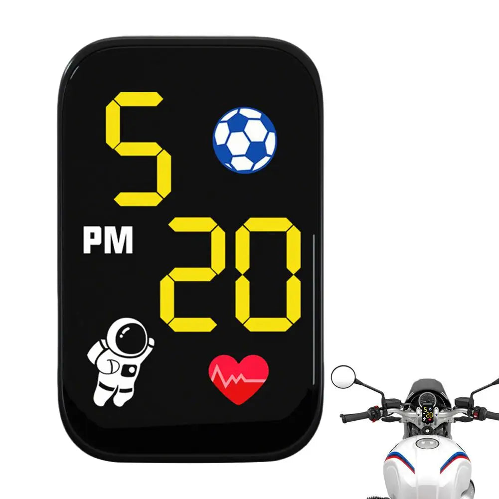 Waterproof Mini Motorcycle Digital Clock LED Dash Mount Watch