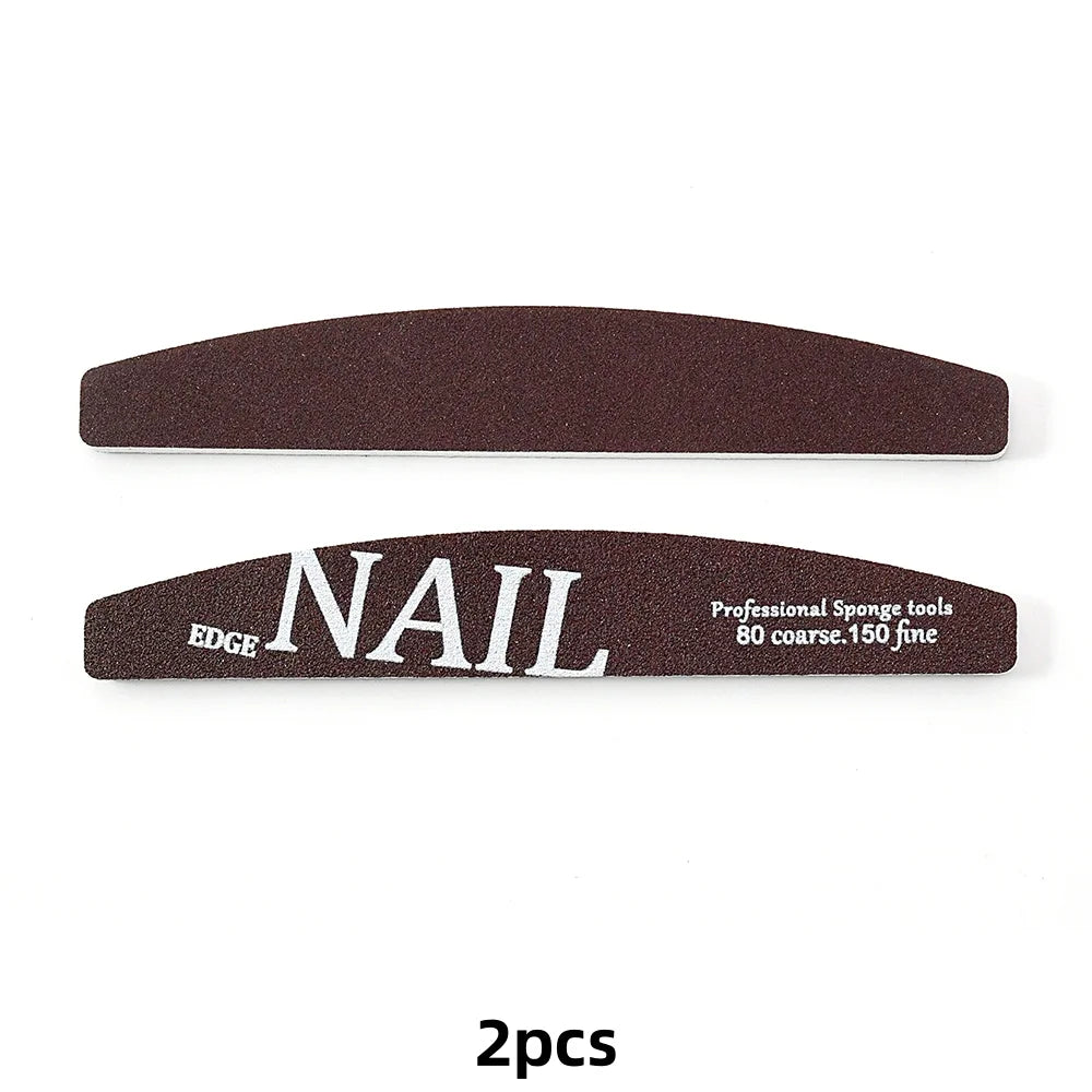 JEARLYU Half-Moon Nail File 80/150 Grit | 2/5/10 Pack Nail File Buffer PRIMED 2pcs Nail Files