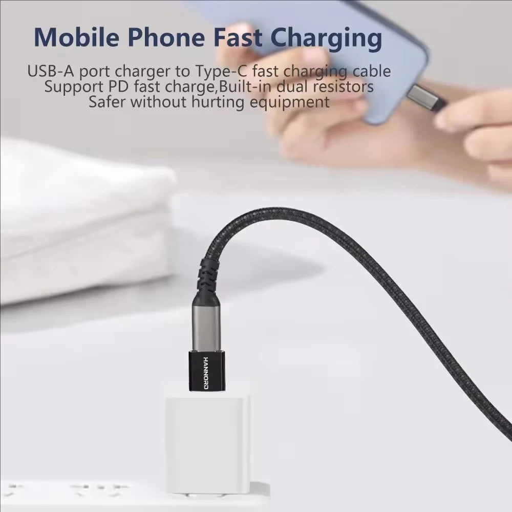 Hannord USB-A to USB-C Adapter 10Gbps 3A Fast Charge OTG USB-C Adapter PRIMED