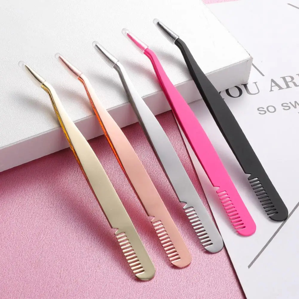 Stainless Steel Eyelash Extension Tweezers Curved & Straight
