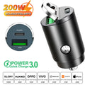 200W QC3.0 PD Mini Car Charger USB-C Fast Charging 12-24V Car Charger PRIMED 200W PD QC
