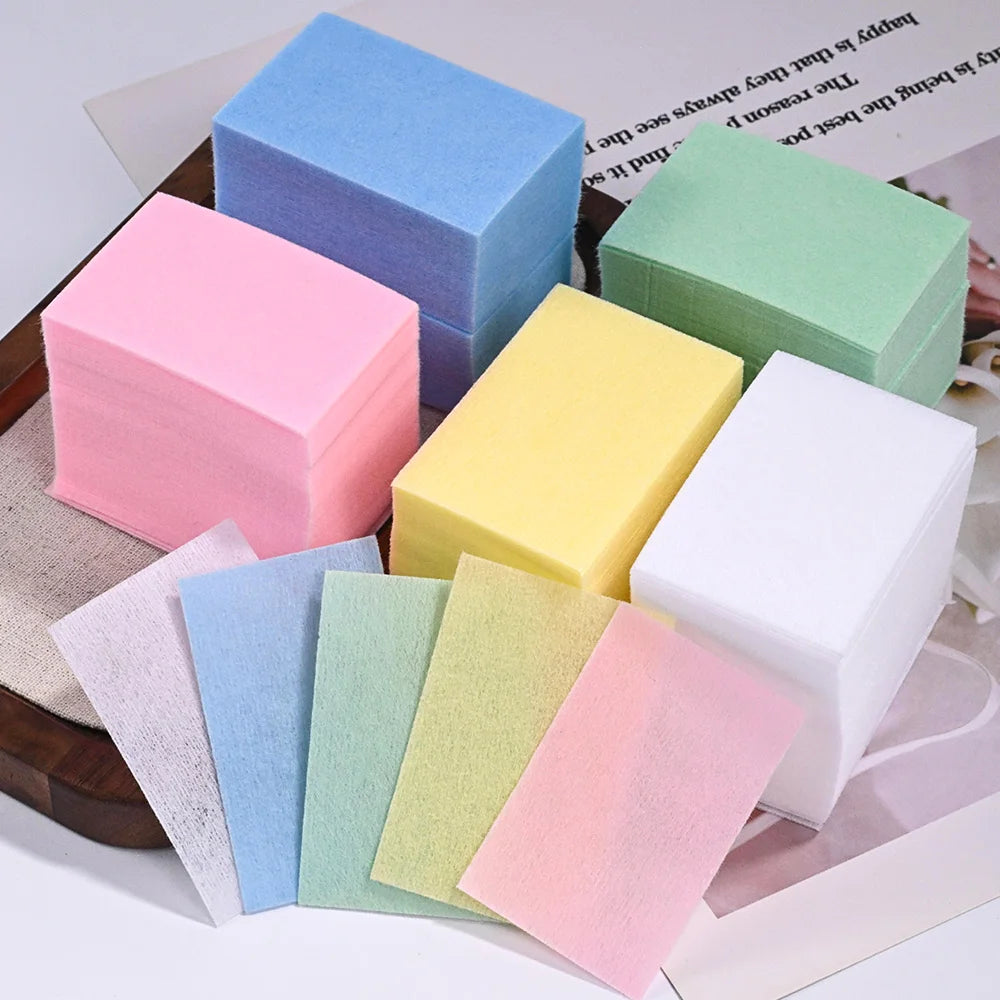 100Pcs Lint-Free Nail Wipes for UV Gel Polish Removal – 5 Colors