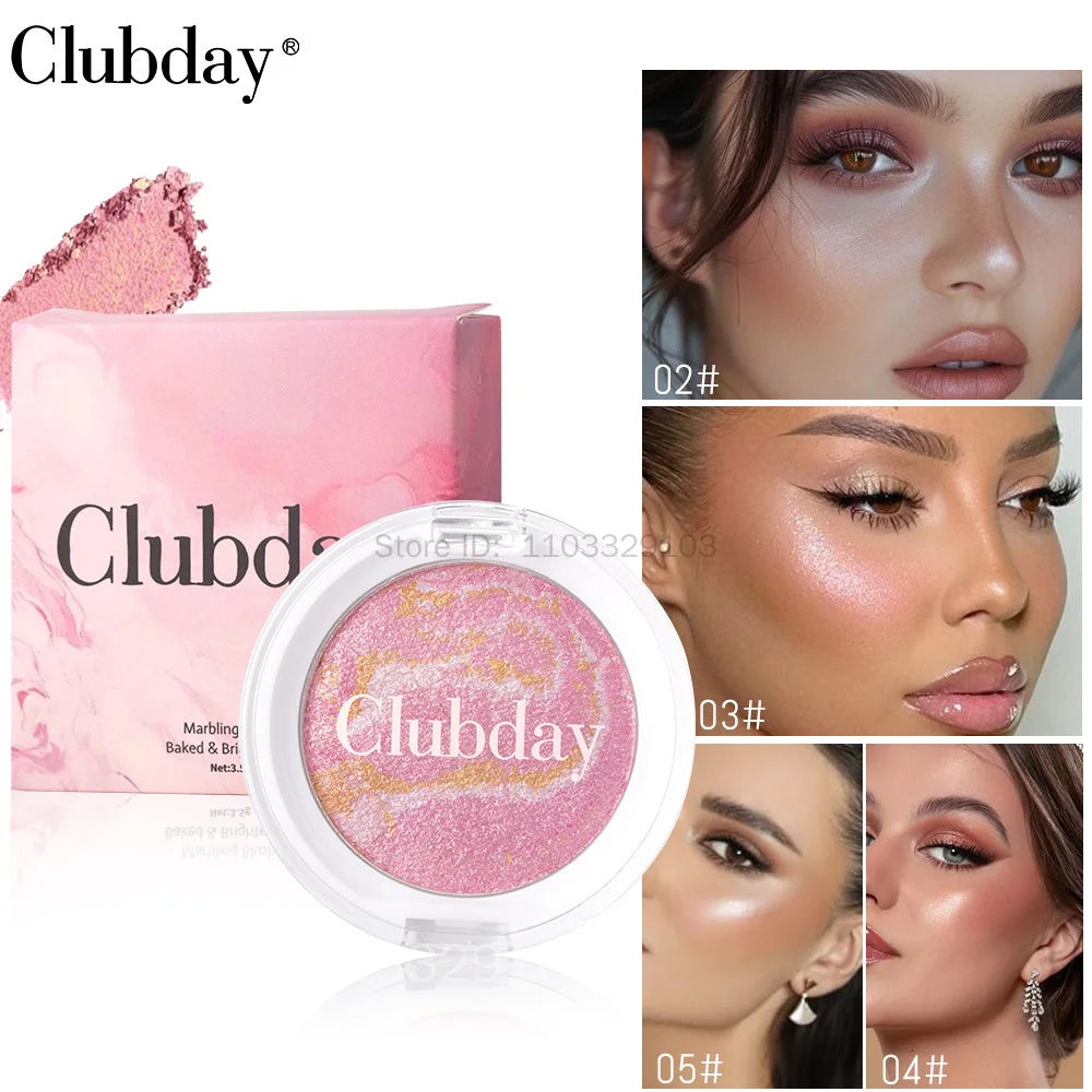 Pearly Marble Baked Blush & Highlighter – High Pigment Baked Blush Palette PRIMED