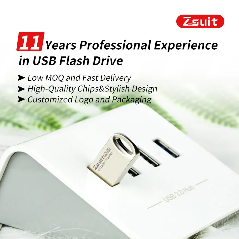 Z-Suit USB 3.0 Flash Drive 8GB–128GB Metal Pen Drive Custom Logo