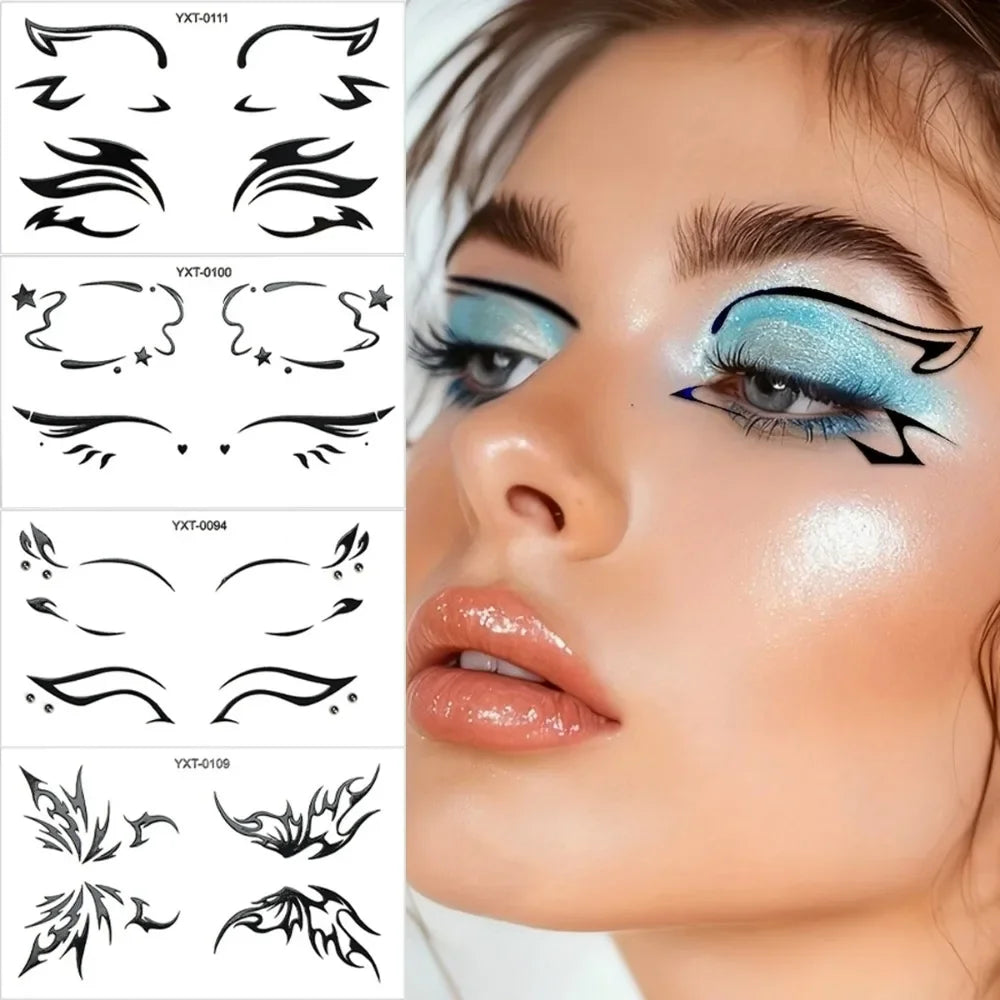 Gothic Metallic Eye Corner Temporary Tattoo Stickers | Cosplay Face Tattoo Stickers PRIMED