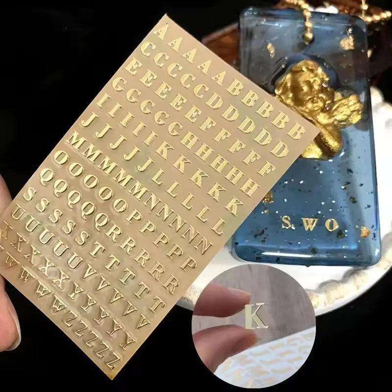 Mini Alphabet Stickers Gold Silver | DIY Resin Craft Fillings 2Pcs