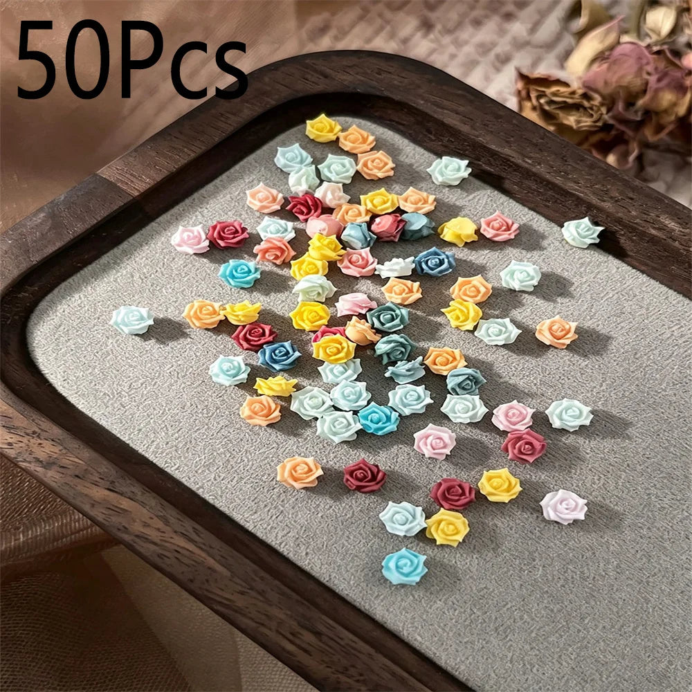 50Pcs 3D Acrylic Flatback Nail Gems – Coquette Rose Nail Art Nail Art Gems PRIMED ZCF423-MIX(50PCS)