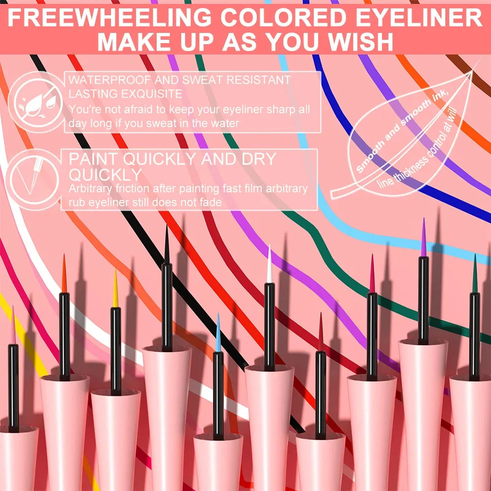 DUNUF Matte Colorful Liquid Eyeliner Pen – Waterproof 24H Liquid Eyeliner Pen PRIMED
