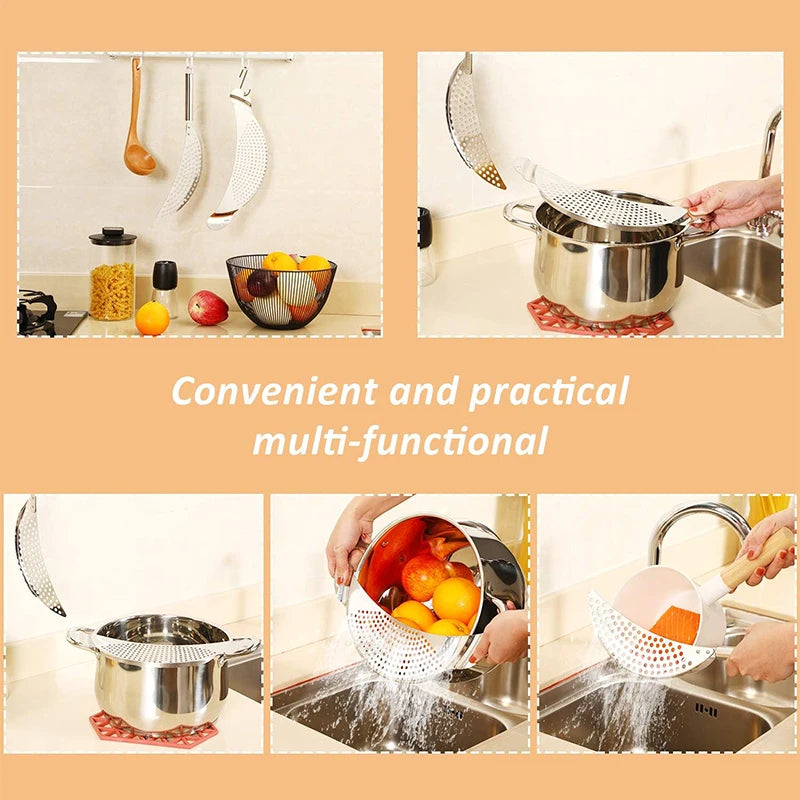 Stainless Steel Pot Strainer with Handle – Pasta Colander Insert Kitchen Colander Strainer PRIMED