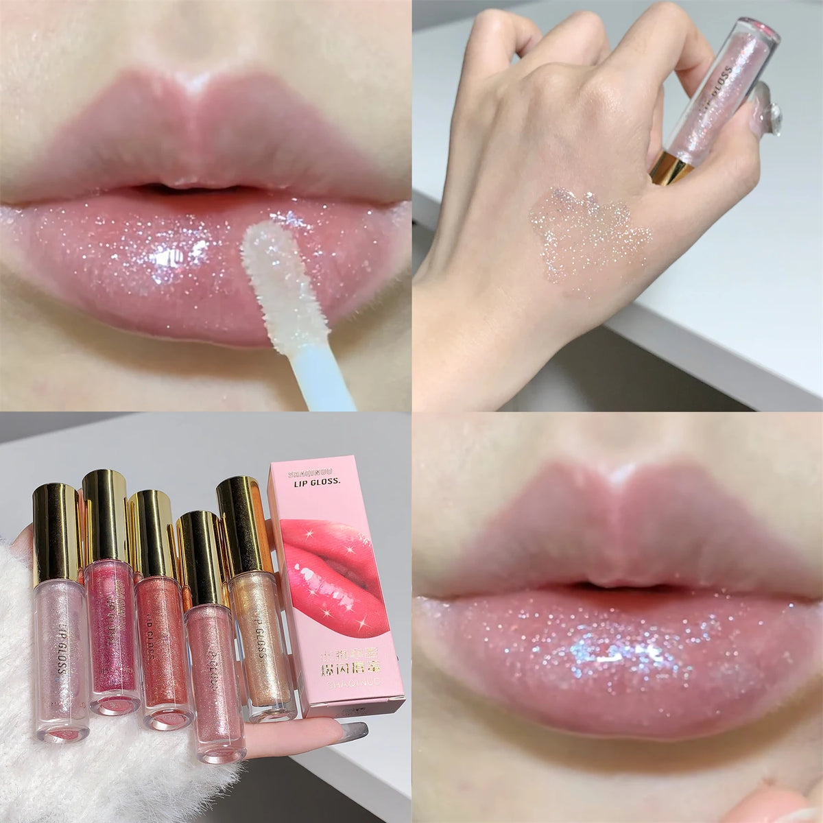 Pearl Diamond Glitter Lip Gloss – Moisturizing Plumping Tint Glitter Lip Gloss PRIMED 01