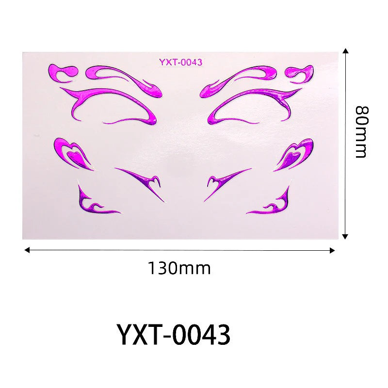 Purple Red Metallic Eye Makeup Stickers | Temporary Tattoo