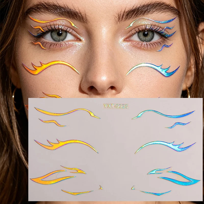 Holographic Laser Eyeliner Stickers – Waterproof Face Art Decals