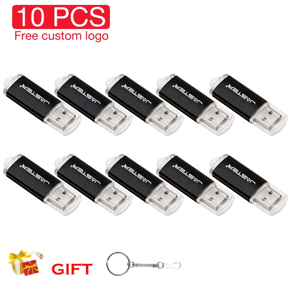 10-Pack Custom Logo Metal USB 2.0 Flash Drives 4GB–64GB USB Flash Drive PRIMED 32 GB black