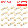 20pcs Wood USB 3.0 Flash Drives Custom Logo 4GB–64GB Bulk USB Flash Drive PRIMED 32 GB USB