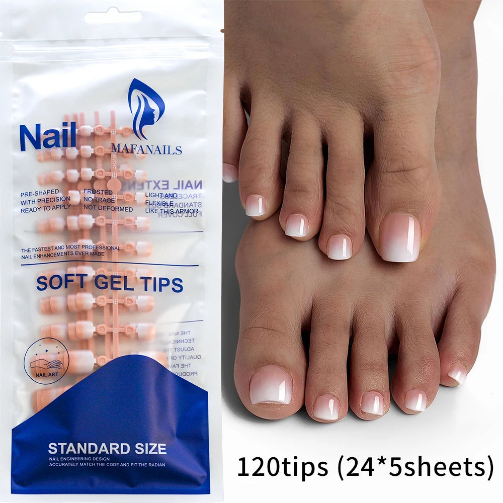 120Pcs French Press-On Toenails – Ultra-Thin Full Cover Acrylic