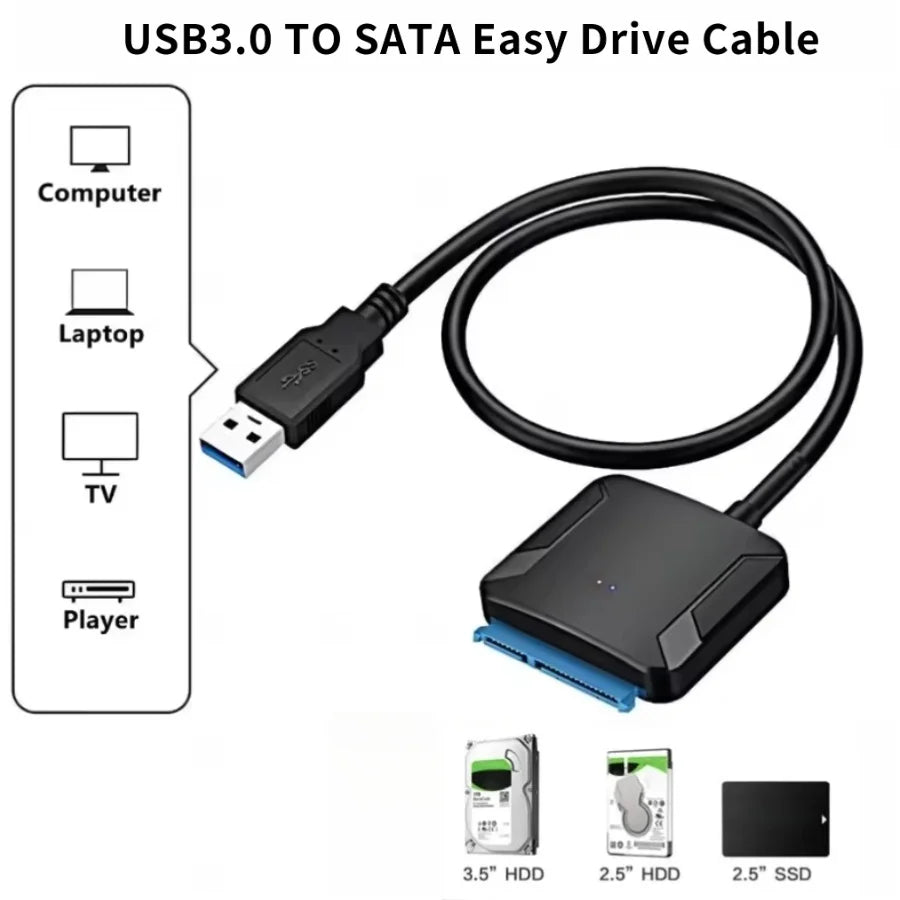 USB 3.0 to SATA Adapter for 2.5/3.5" SSD & HDD | 5Gbps SATA USB Adapter PRIMED