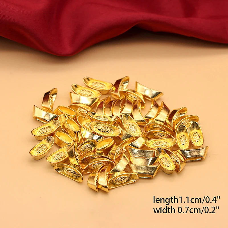 10 Pcs Gold Chinese Yuan Bao Ingot Ornaments – Lucky Décor