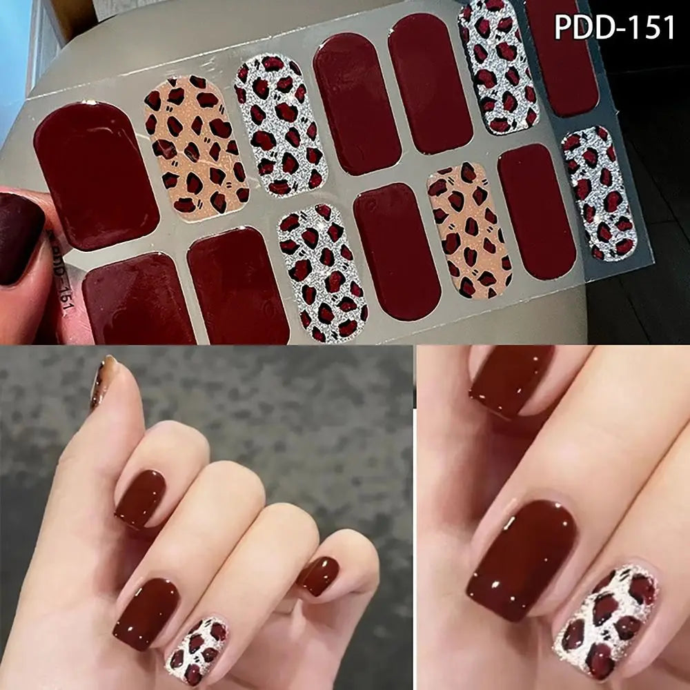 Semi-Cured Gel Nail Stickers – Floral Full Cover DIY Nail Art