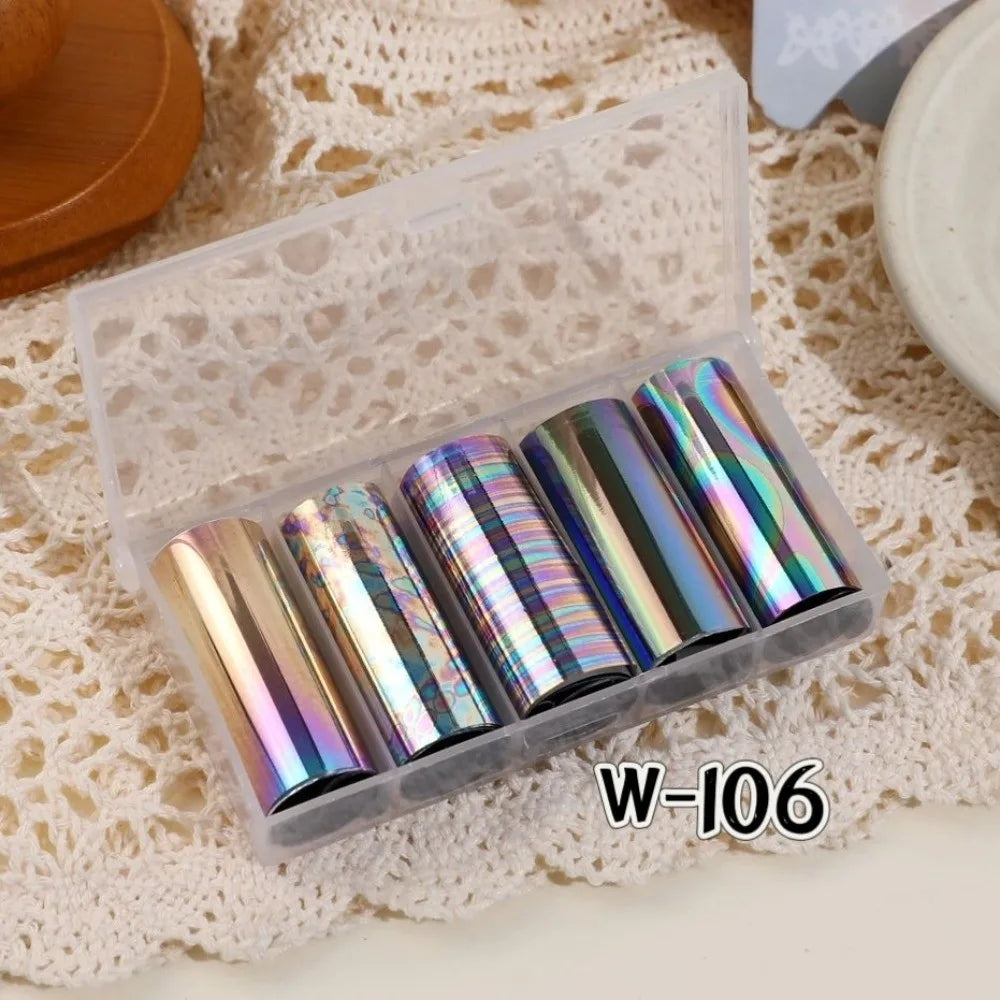 Lace Holographic Nail Foils – Black & White Sequin Stickers