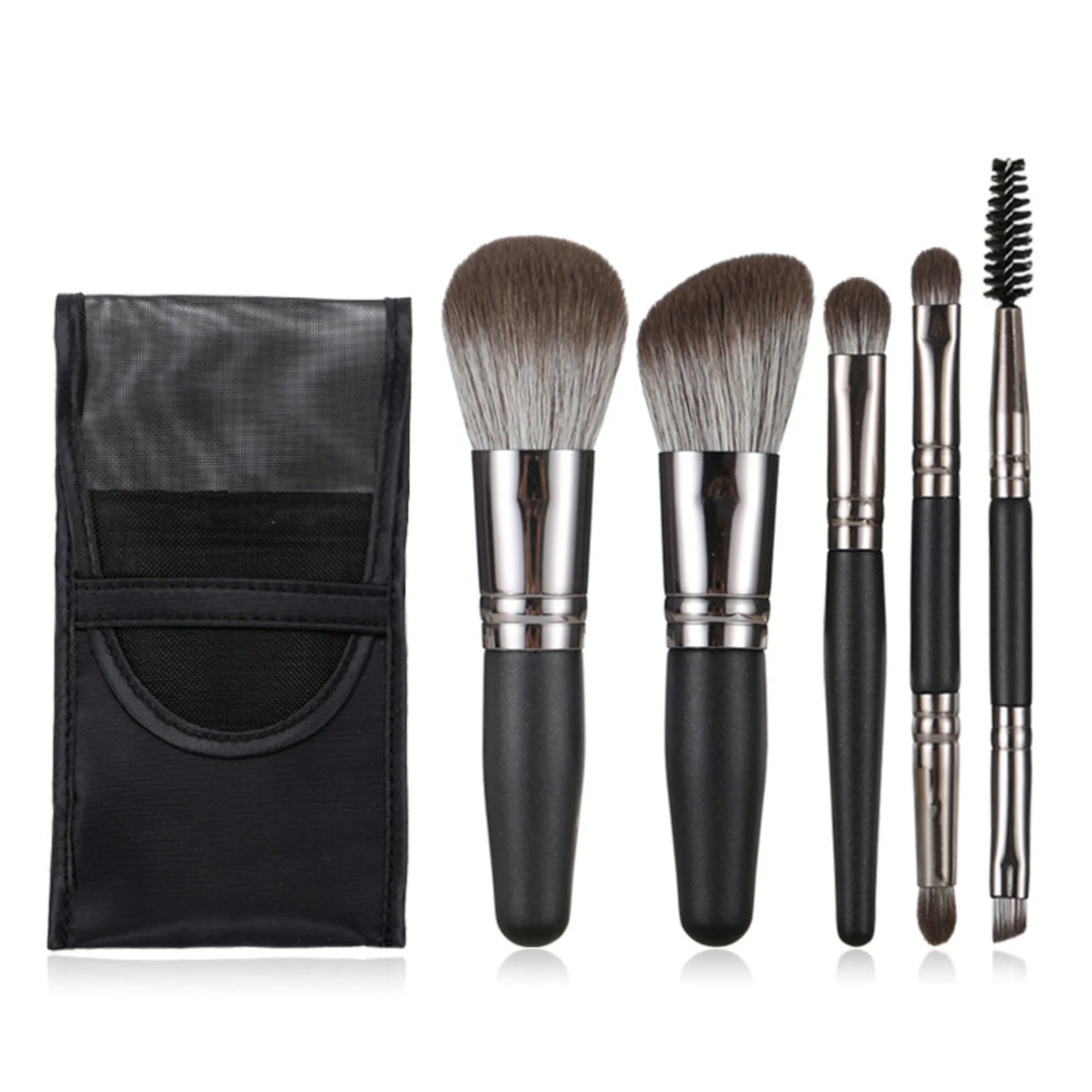 5-Piece Makeup Brush Set with Travel Bag | Powder & Eye
