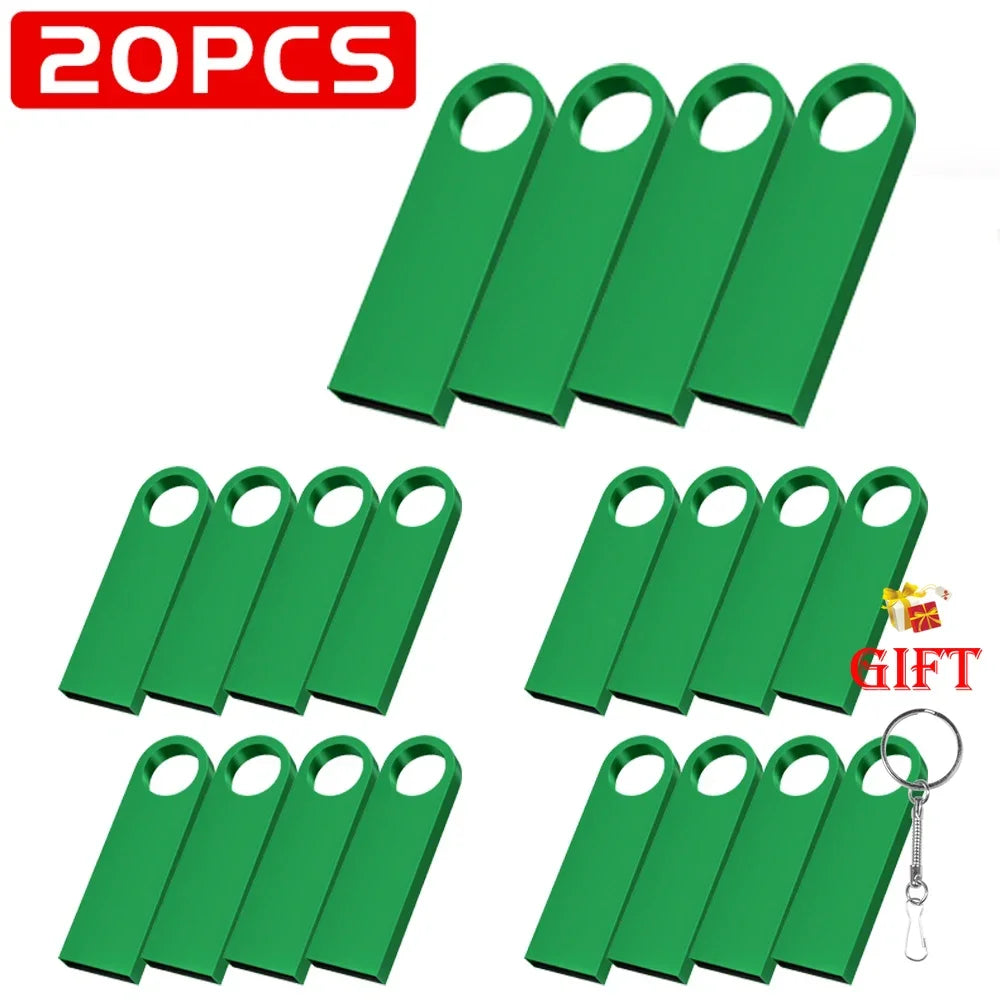 20 Pack Metal USB Flash Drives Custom Logo 2GB–128GB Bulk USB Flash Drive PRIMED 64 GB green CN
