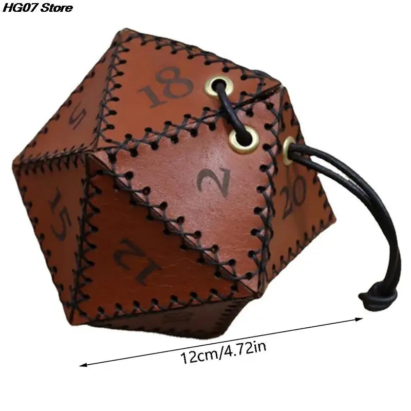Leather Drawstring Dice Bag – D20 Polygonal Dice Pouch Dice Storage Bag PRIMED