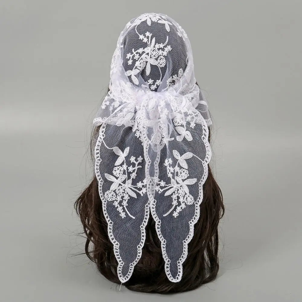 Hollow Lace Hair Scarf Headband – Vintage Triangular Bandana Lace Hair Scarf PRIMED