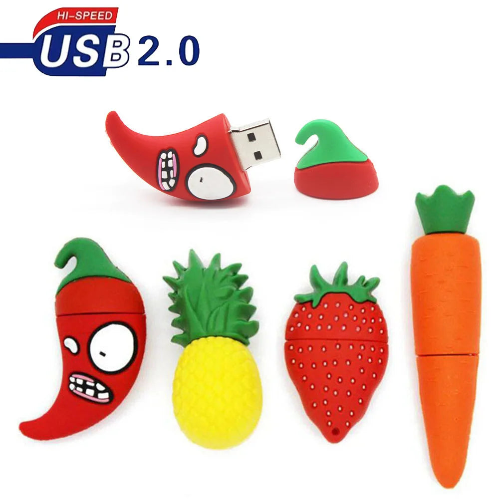 Cute Cartoon USB Flash Drive 16–128GB | Chili &amp; Pineapple Design USB Flash Drive PRIMED