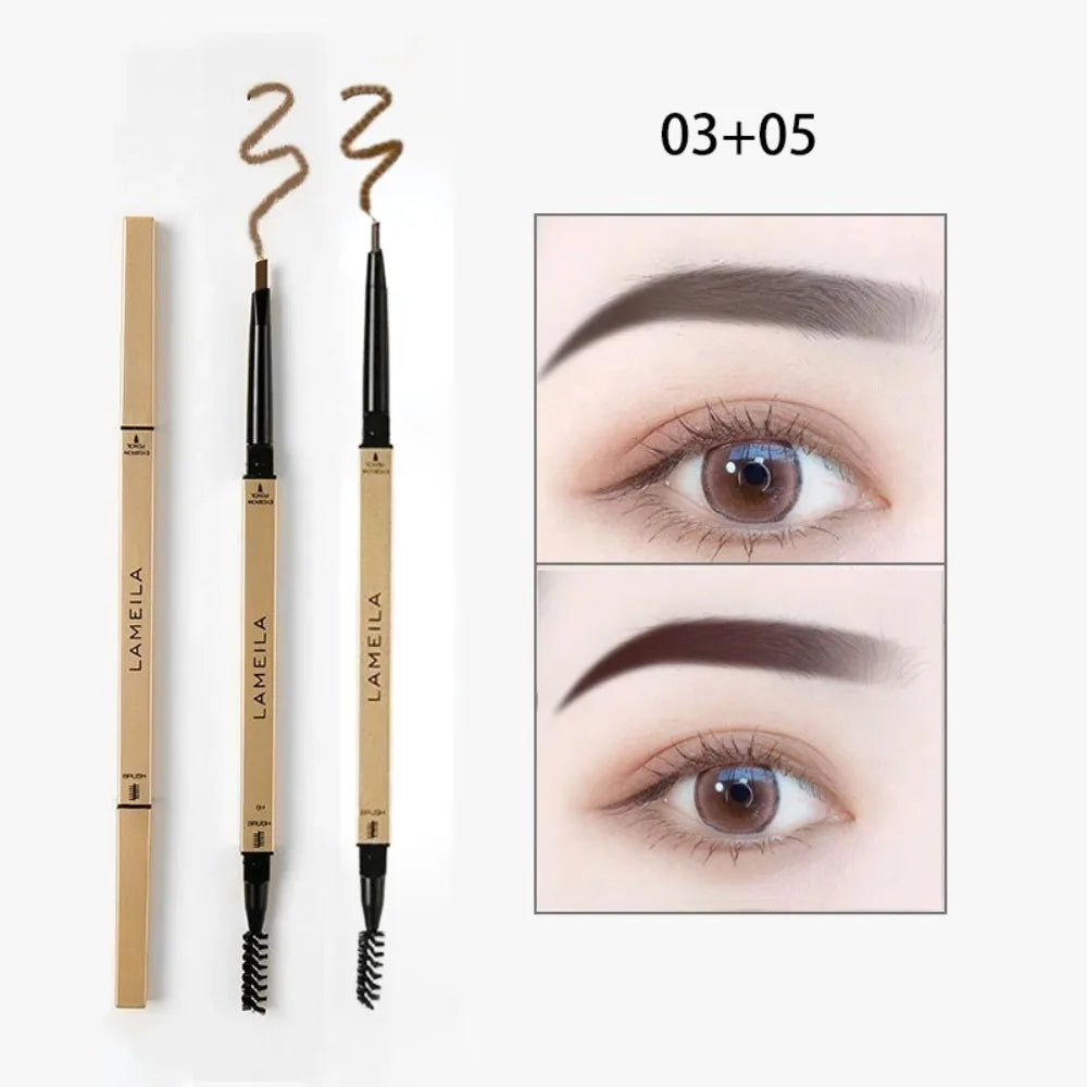 Ultra-Fine Double-Ended Waterproof Eyebrow Pencil – Light Brown Eyebrow Pencil PRIMED 03 Add 05-2Pcs