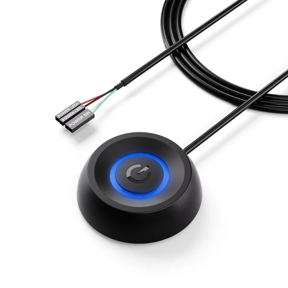 PC External Power Button Blue LED – Motherboard Switch Cable PC Power Switch PRIMED Black-style B 1.8m