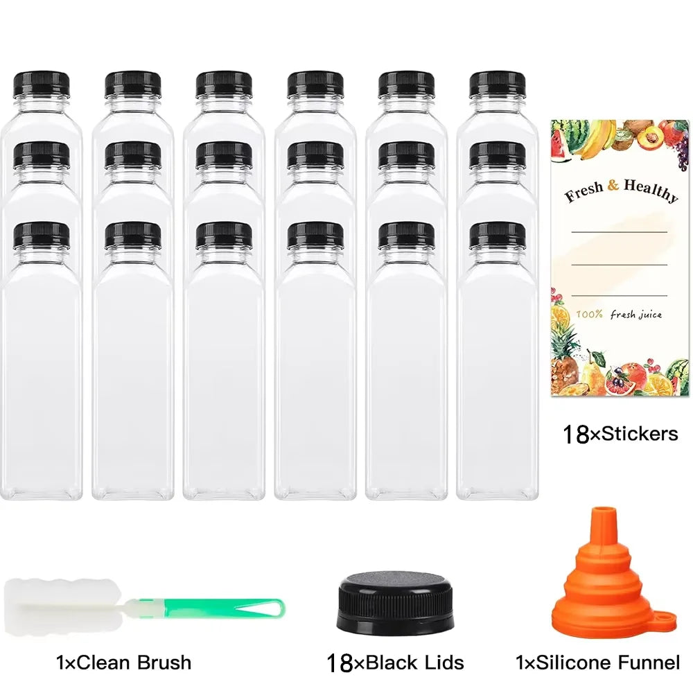 500ml Reusable PET Juice Bottles with Tamper-Proof Caps | JT469 Reusable Juice Bottle PRIMED 18 Pieces