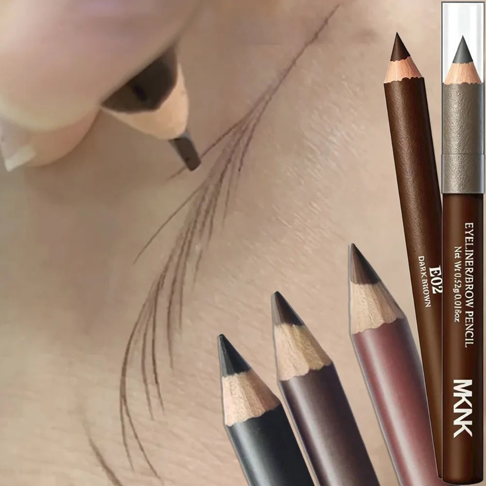 Wooden 2-in-1 Waterproof Eyebrow & Eyeliner Pencil – 3 Colors