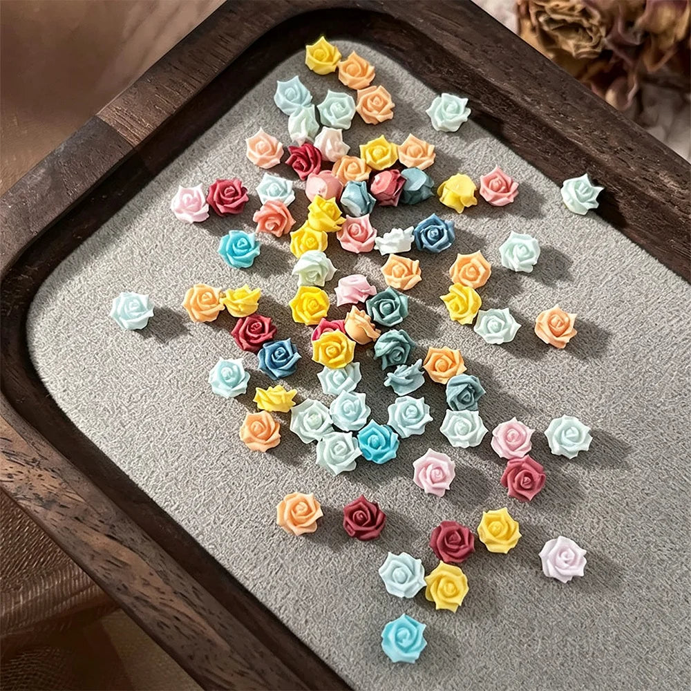 50Pcs 3D Acrylic Flatback Nail Gems – Coquette Rose Nail Art Nail Art Gems PRIMED